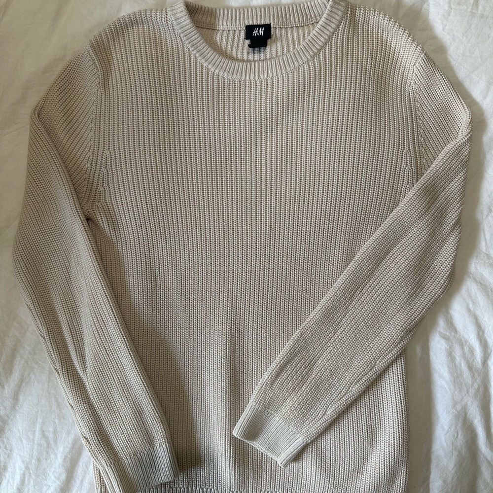 H&M Cream Ribbed Knit Sweater